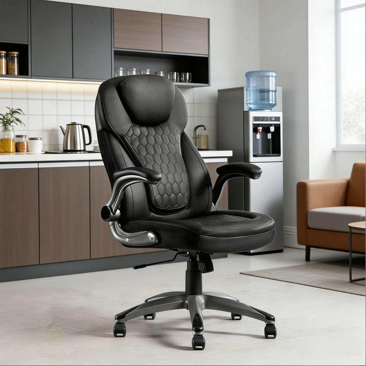 CHEFSESSEL in Schwarz 67,5x73x120 cm mit hoher Rückenlehne, Klapparmlehnen und Schaukelfunktion - Schwarz, Metall (73/120/67.5cm) - IVMEU