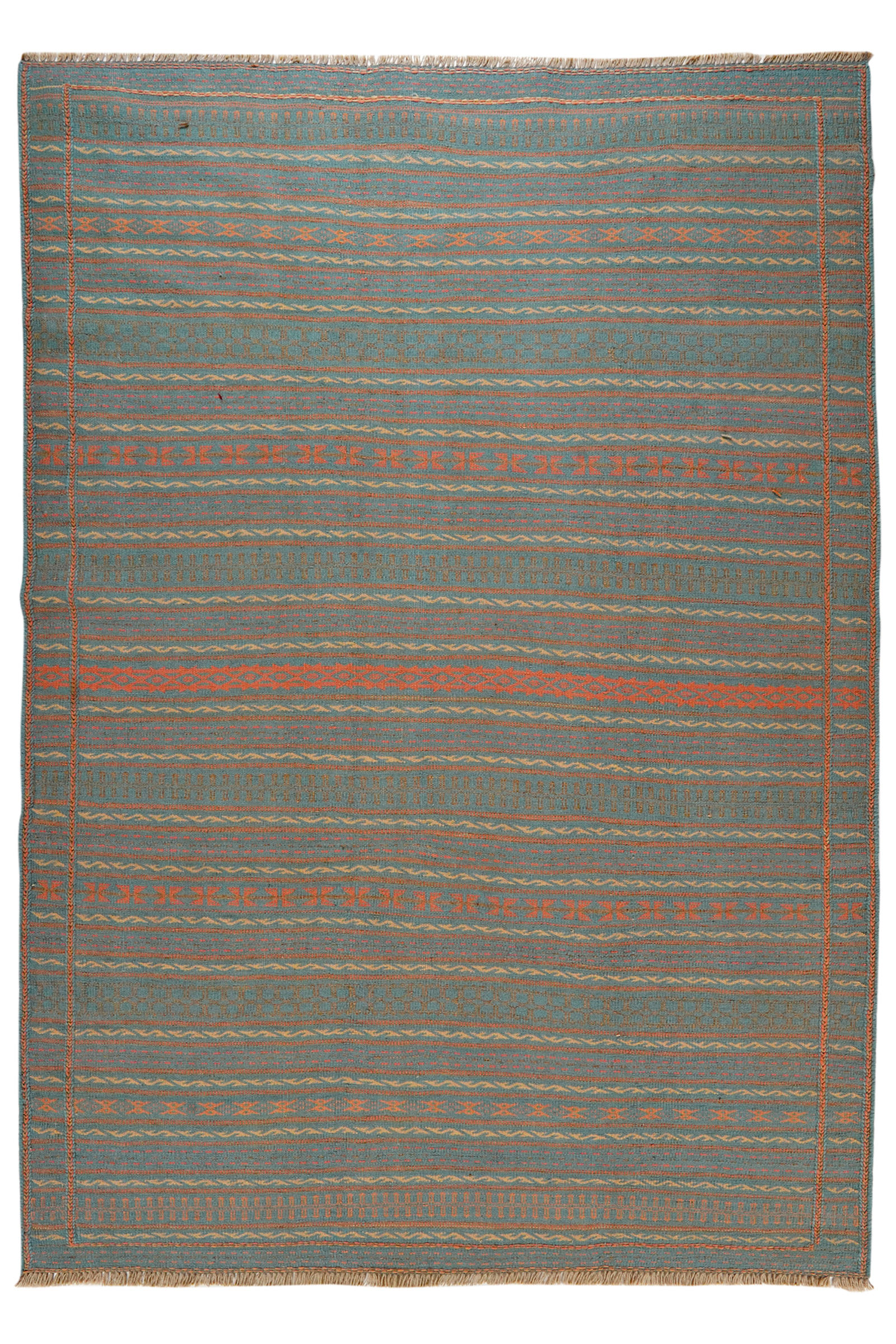 HANDWEBTEPPICH Kelim Kordi Blau 246/172 cm Schurwolle - Blau, Textil (172/246cm) - Looma