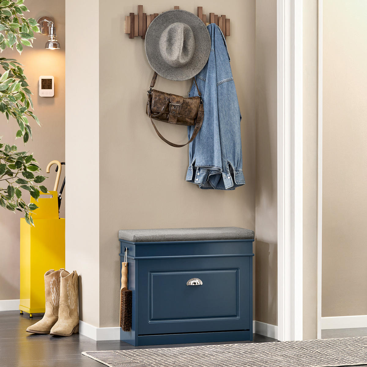 SCHUHBANK 60cm Blau - Blau, Holzwerkstoff (60/52/24cm) - SoBuy