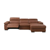 ECKSOFA Plutone Echtleder mit 1 x Relaxfunktion Cognacbraun - Cognac, Leder/Metall (165/286cm)