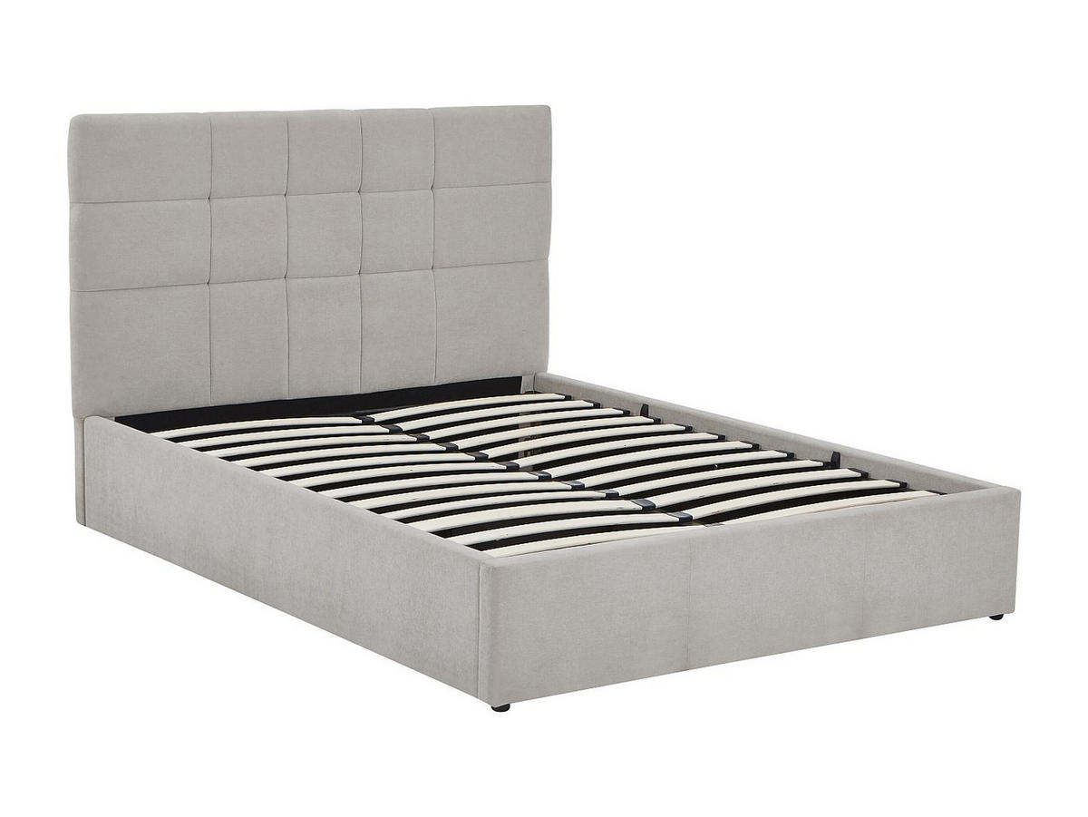 BETT mit Bettkasten - 2 Personen - Stoff - Hellgrau - - Hellgrau, Textil (160/200cm) - Vente-Unique