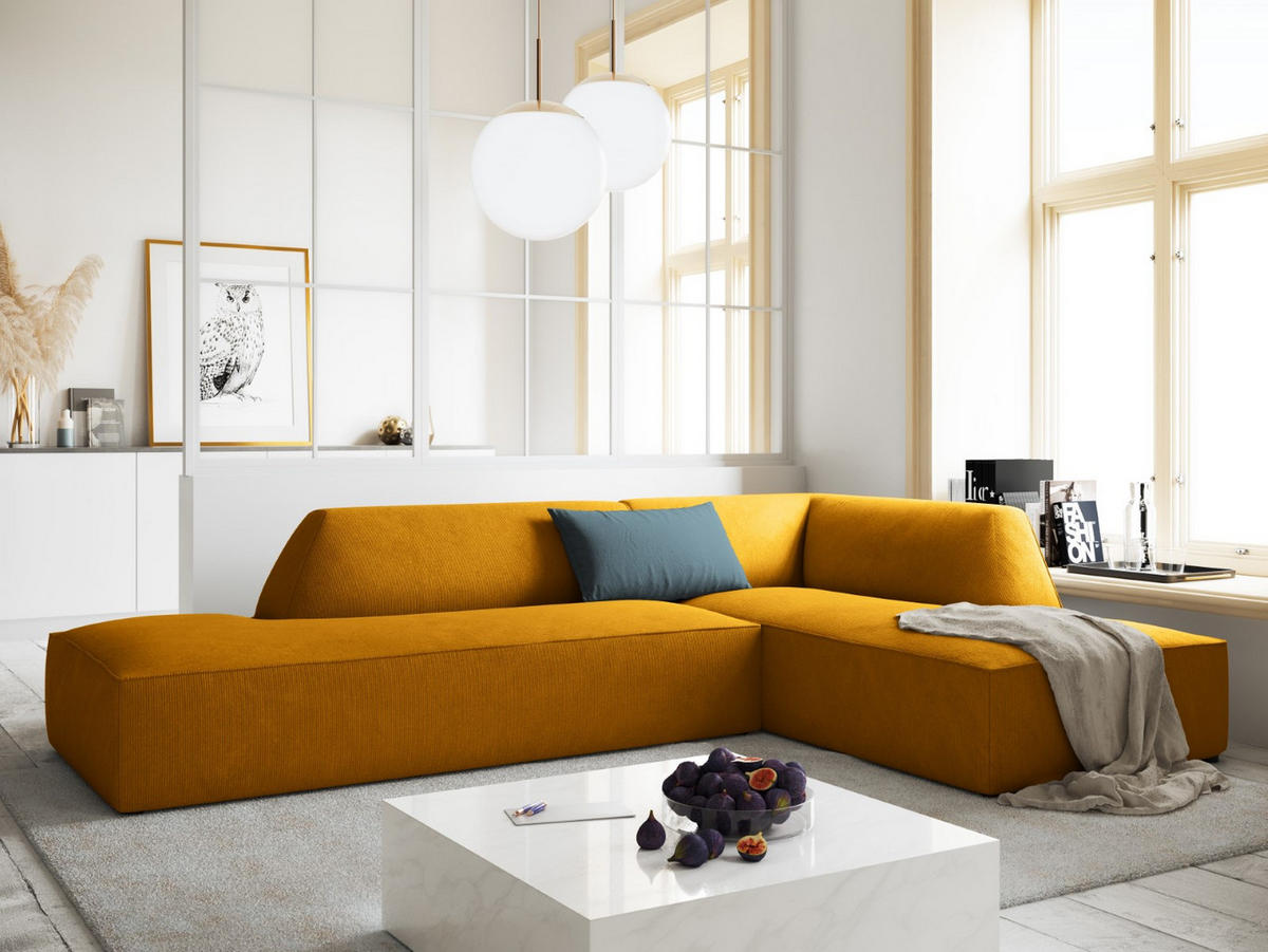 ECKSOFA rechts Ruby aus Cord gelb 4 Sitzplätze - Gelb, Textil (180/273cm) - Micadoni
