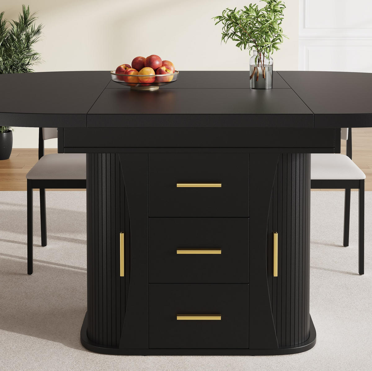ESSTISCH 118-158/118/77 cm Schwarz aus MDF mit Ausziehfunktion - Schwarz, Holzwerkstoff (118/118/77cm) - OKMYHOME