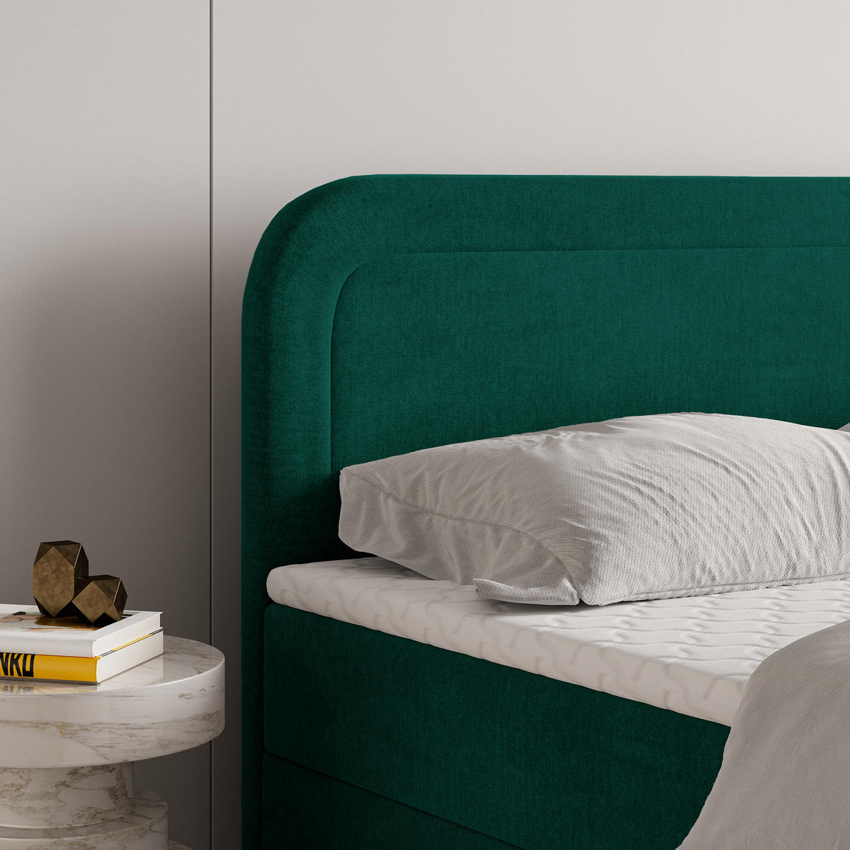 BOXBETT ARMEL 140x200 cm mit Matratze und Topper - Grün - Grün, Holz (140/200cm) - MASSENO