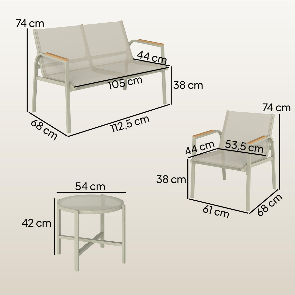 TERRASSENMÖBEL-SET 4-teilig Metall Texteline Grün - Grün, Textil/Metall - Outsunny