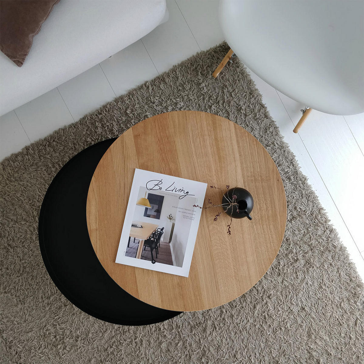 COUCHTISCH Batea M mit Stauraum - Eichefarben/Schwarz, Holz (62/62/35cm) - Woodendot
