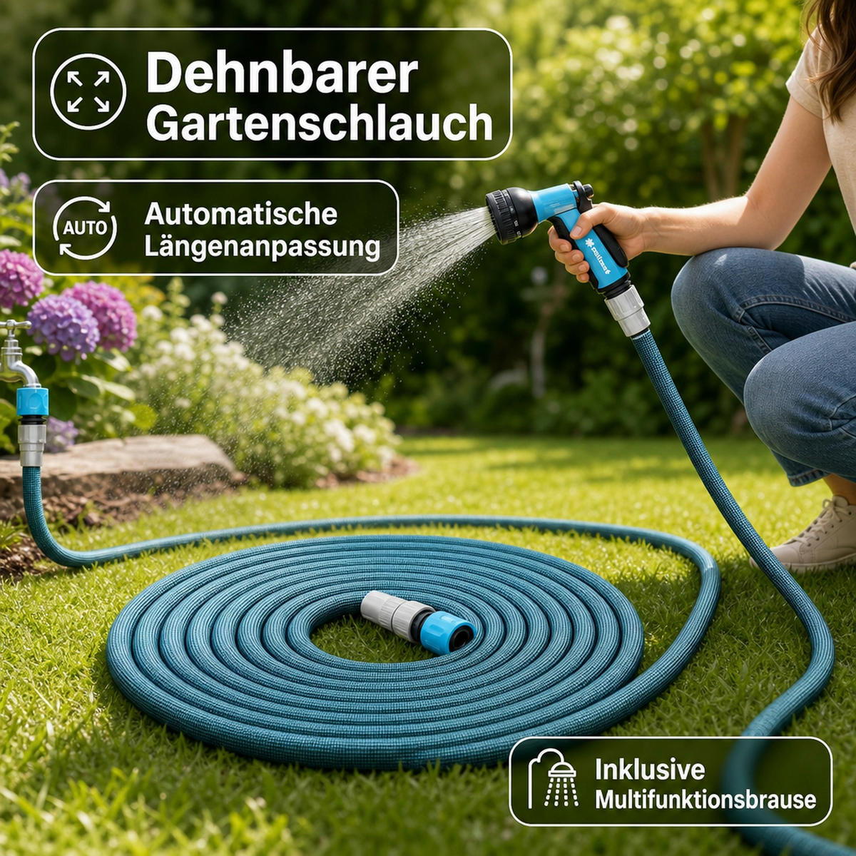 GARTENSCHLAUCH - Dunkelblau, Kunststoff (35cm) - BONI-SHOP