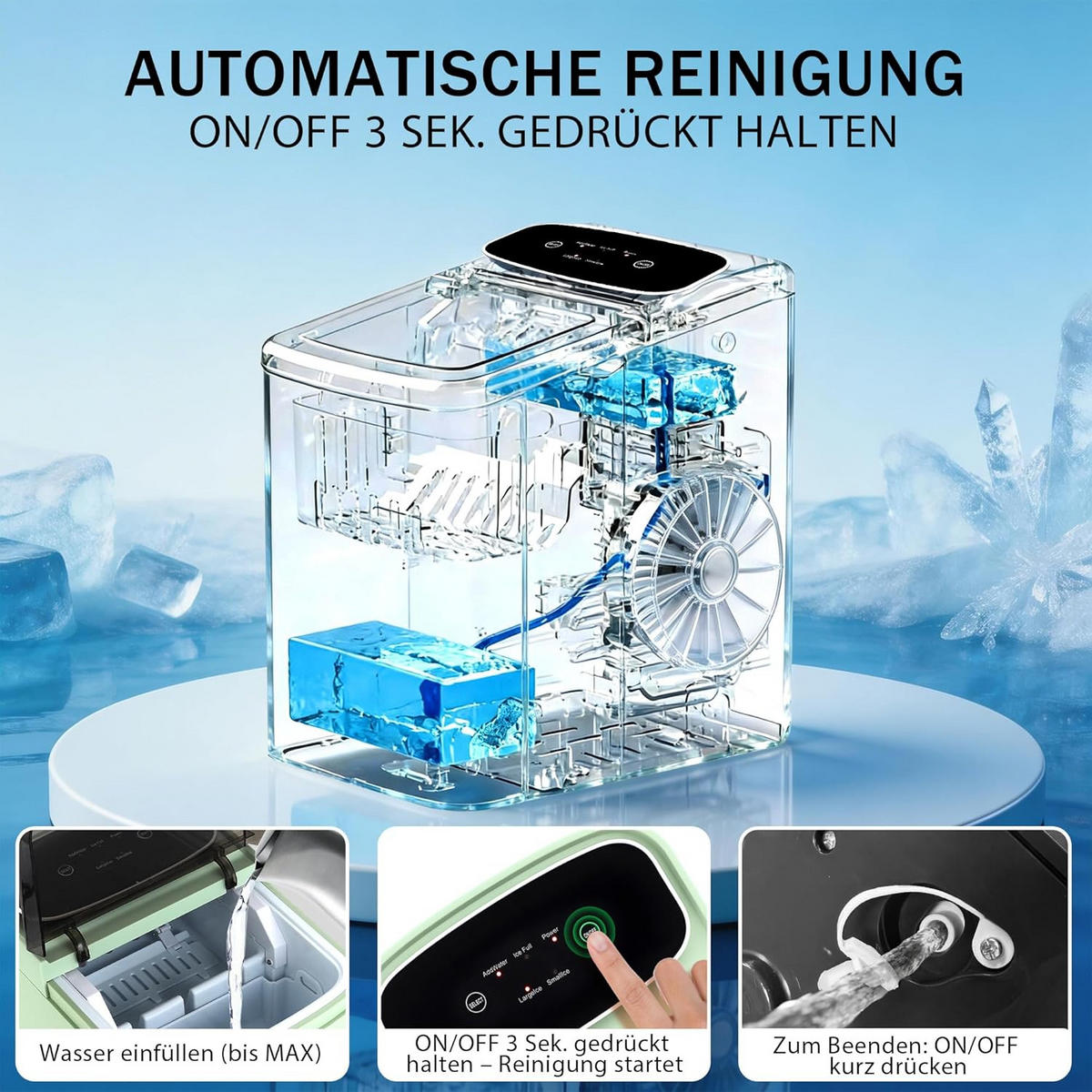 EISWÜRFELMASCHINE Kühleis 2.5L - Grün, Kunststoff (30.5/30.2/23.5cm) - Nettlife