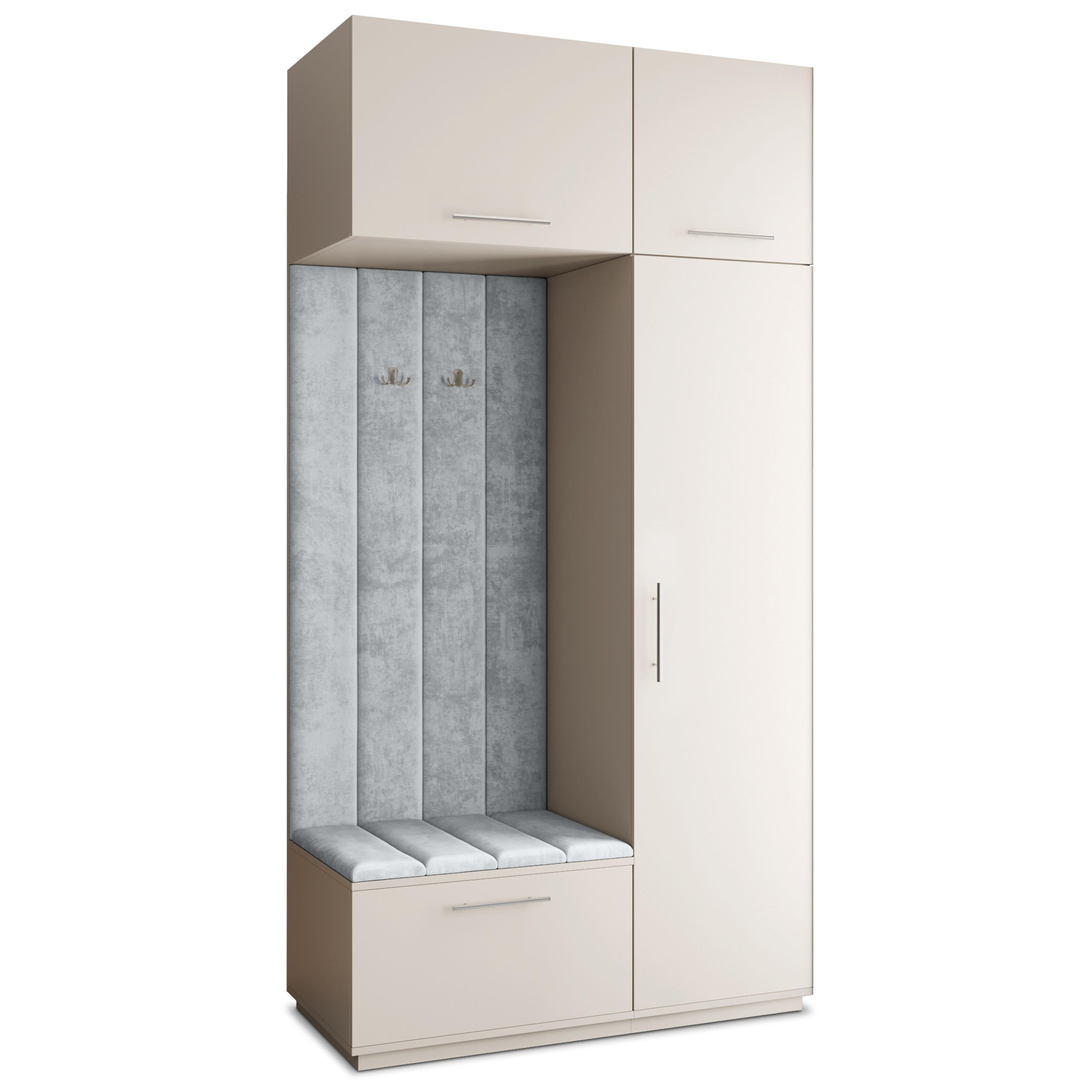 Masseno Garderobenschrank Kaschmir, Hellgrau 120x240x60 cm