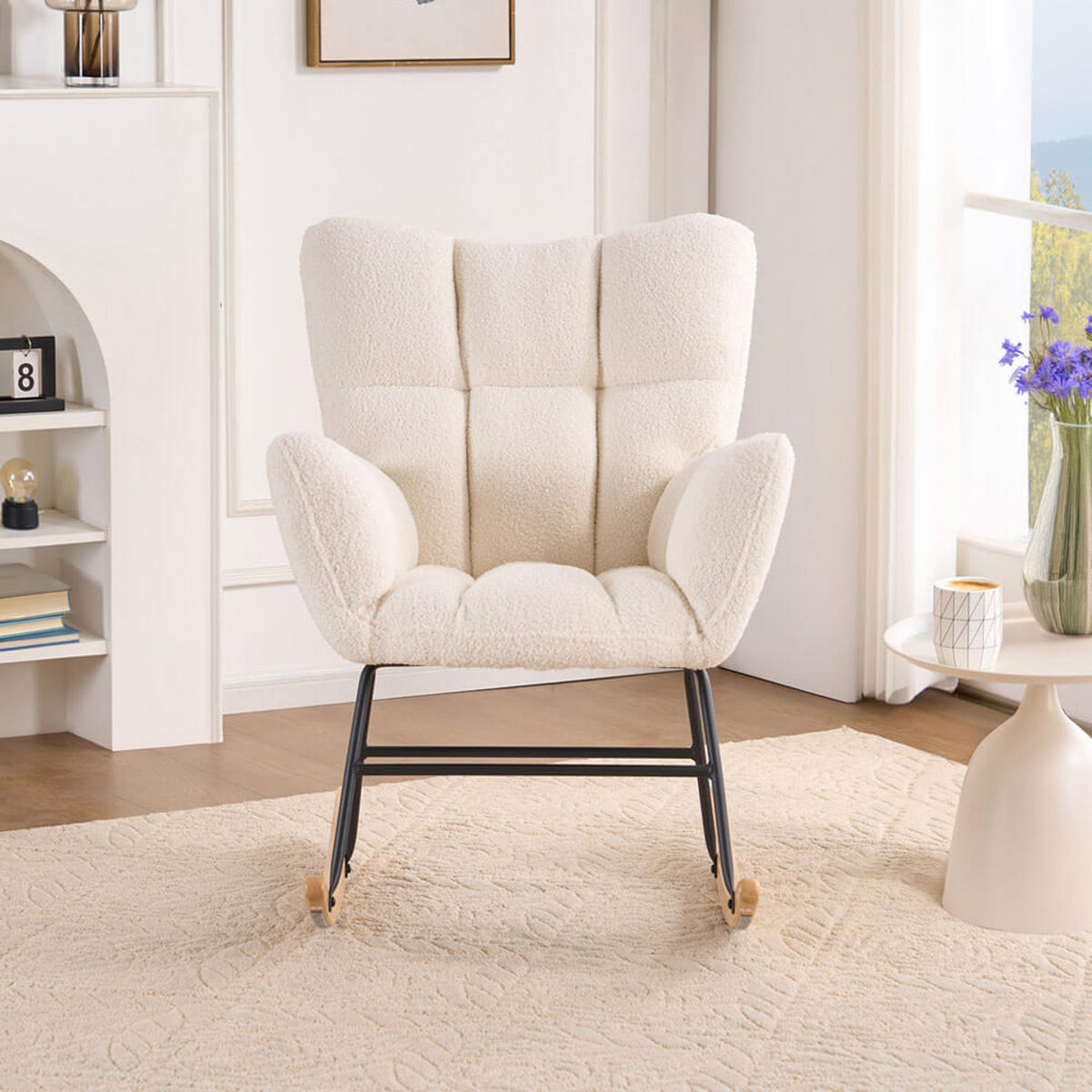 STUHL NARA - Bouclé Weiß - Weiß, Kunststoff (95/88/68cm) - Home Deluxe