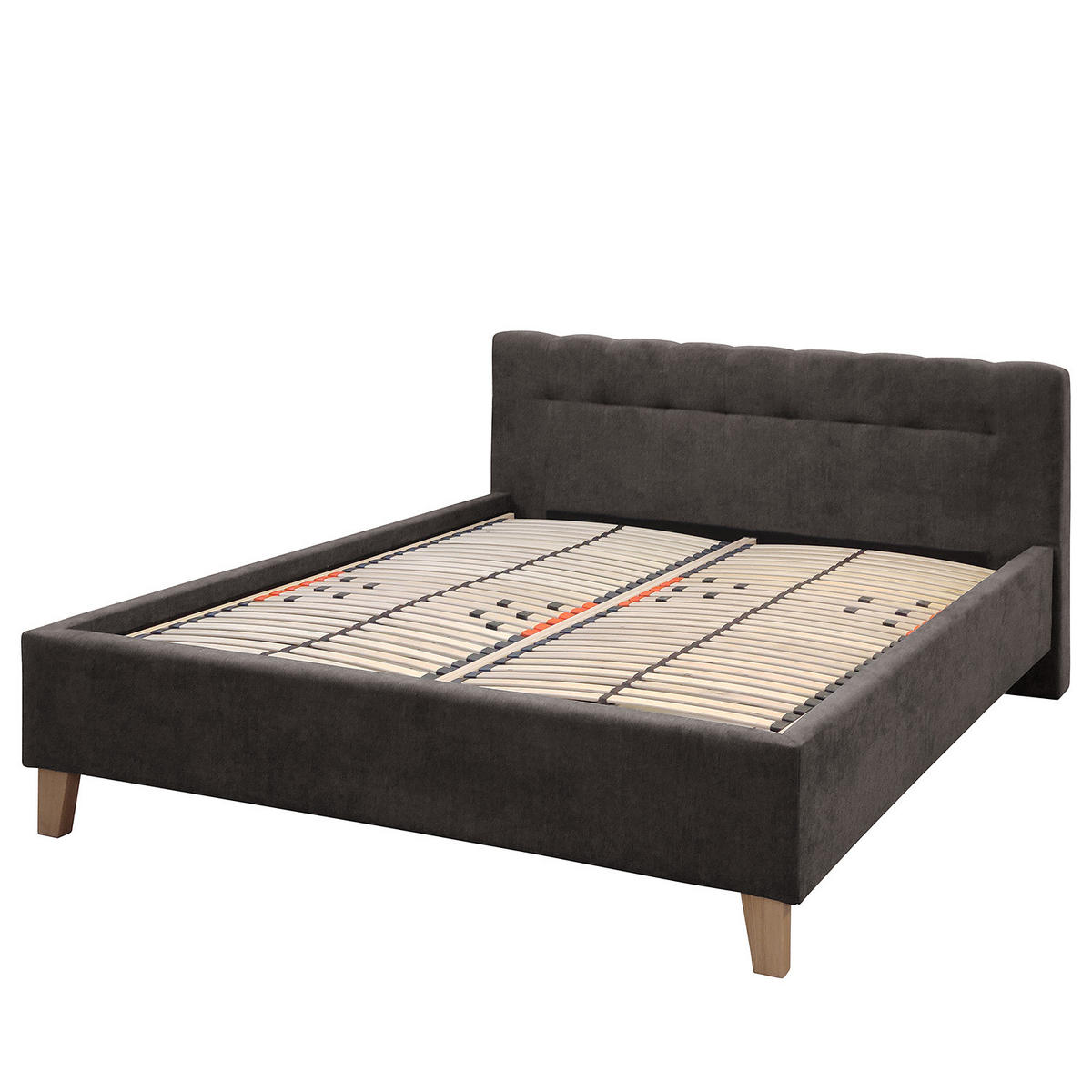 POLSTERBETT - Samt - Dunkelgrau, Holz/Textil (180/200cm) - home24