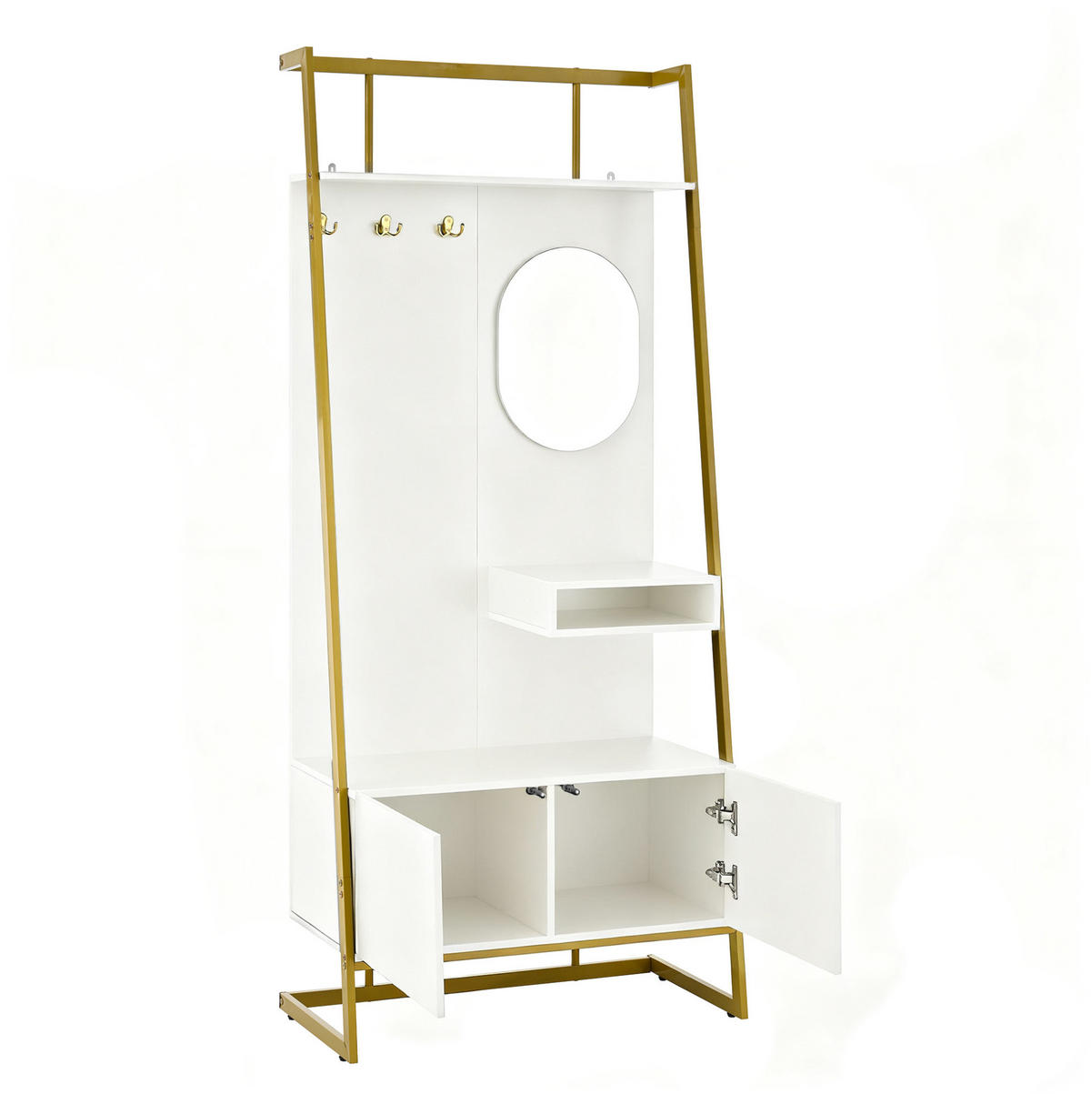 GARDEROBE mit Spiegel und Schuhbank 78 x 38,5 x 180,5 cm Weiß - Weiß, Holzwerkstoff (38.5/180.5/78cm) - Beauniv