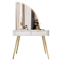 SCHMINKTISCH ZAIRA-QS mit LED Spiegel Rechte Weiß - Weiß, Holzwerkstoff (103/80/49cm) - Lookway