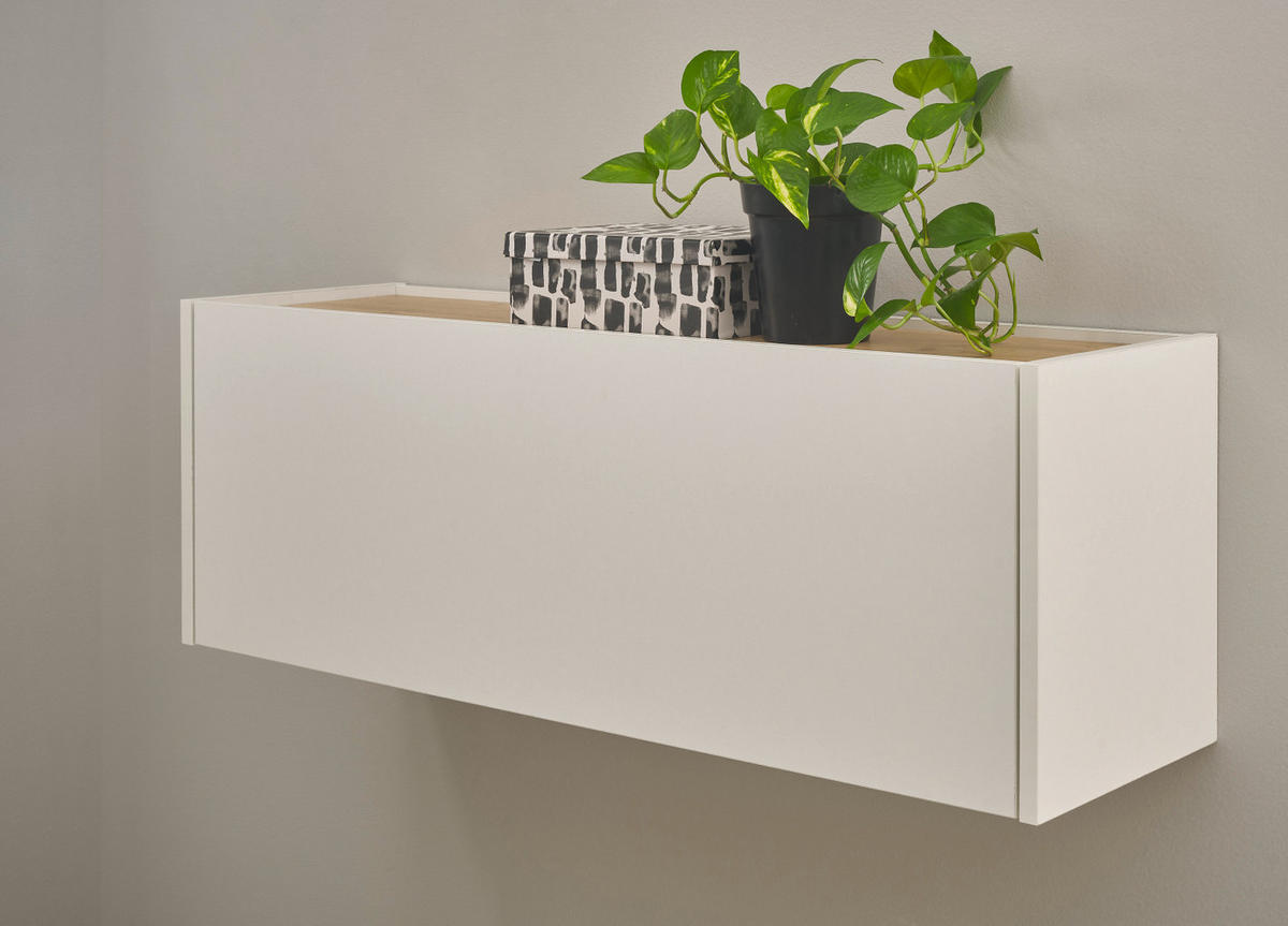 HÄNGEELEMENT weiß matt, Eiche Wotan 100 cm, Hängeschrank für Homeoffice und Büro - Eiche Wotan/Weiß, Holzwerkstoff (100/35/30cm) - Furn.Design