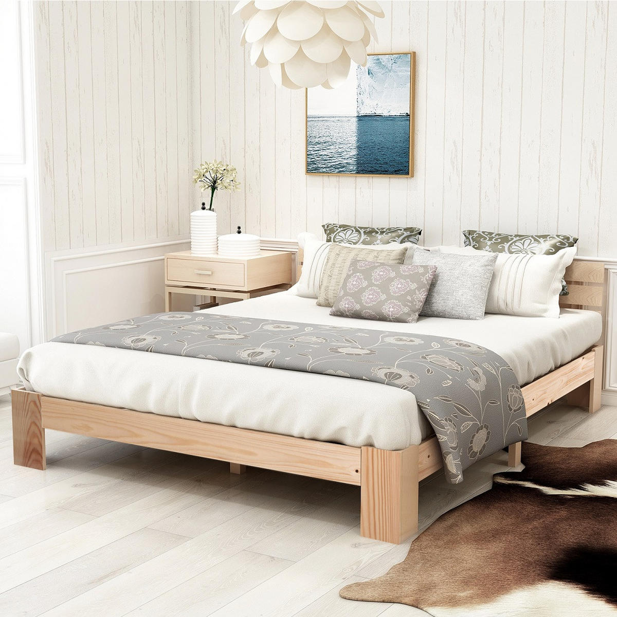 HOLZBETT 140/200 cm DE-03867, mit Kopfteil und Lattenrost, in Natur - Naturfarben, Holz (140/200cm) - ComfortXL