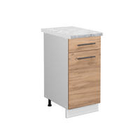 KÜCHENUNTERSCHRANK Fame-Line Goldkraft Eiche 40 cm, AP Marmor - Eiche Wotan/Weiß, Holzwerkstoff (40/82/60cm) - Vicco