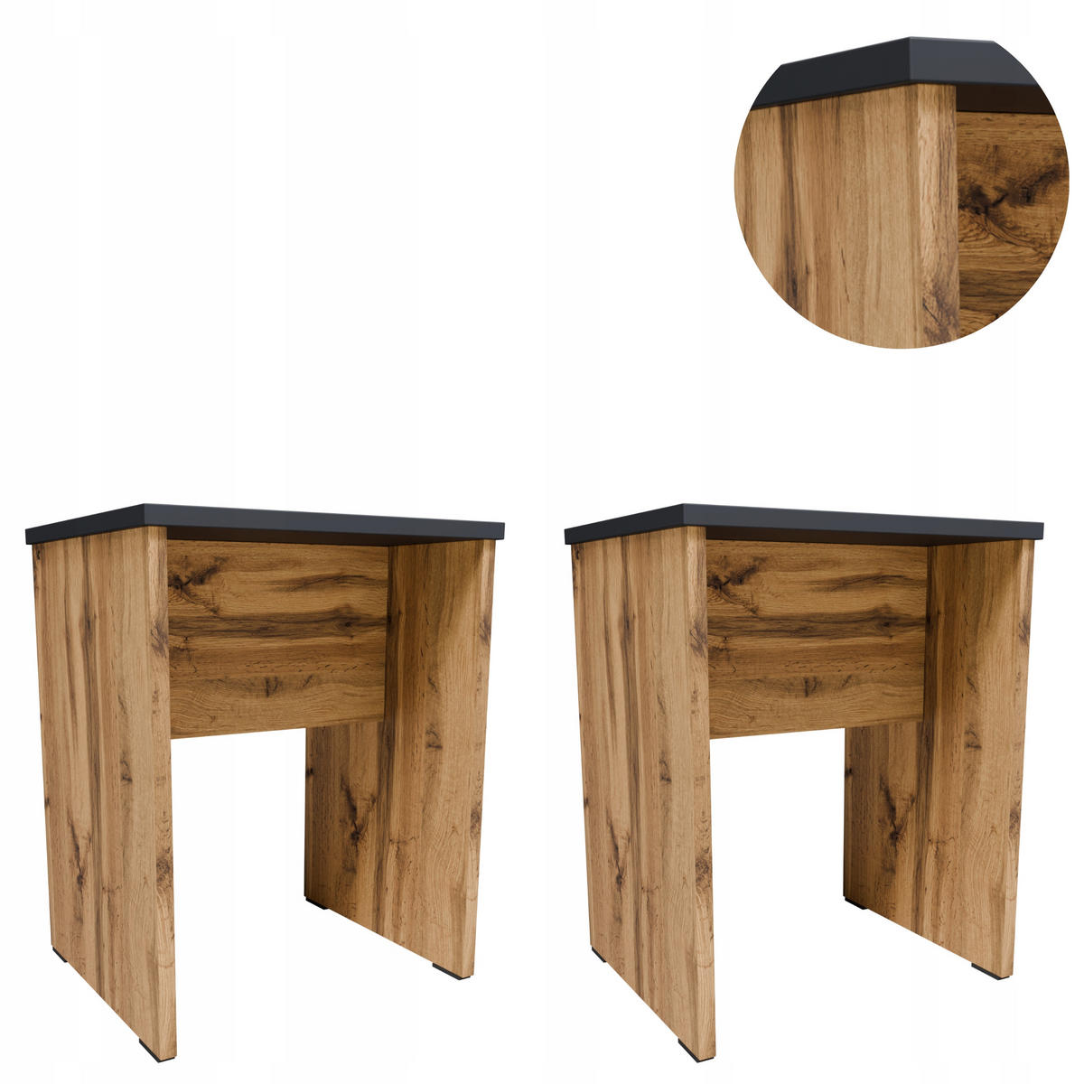 TABORET CR3-STERN Graphit-Wotan Eiche 35/30/45,3 cm 2er-Set - Eiche Wotan/Graphitfarben, Holzwerkstoff (35/45.3/30cm)