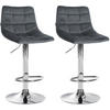 BARHOCKER 2er Set Samt dunkelgrau - Chromfarben/Dunkelgrau, Textil/Metall (43/87/46.5cm) - CLP