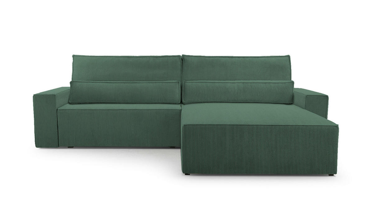 ECKSOFA - Denver L - Dunkelgrün - Dunkelgrün, Holz (290/200cm) - Möblo
