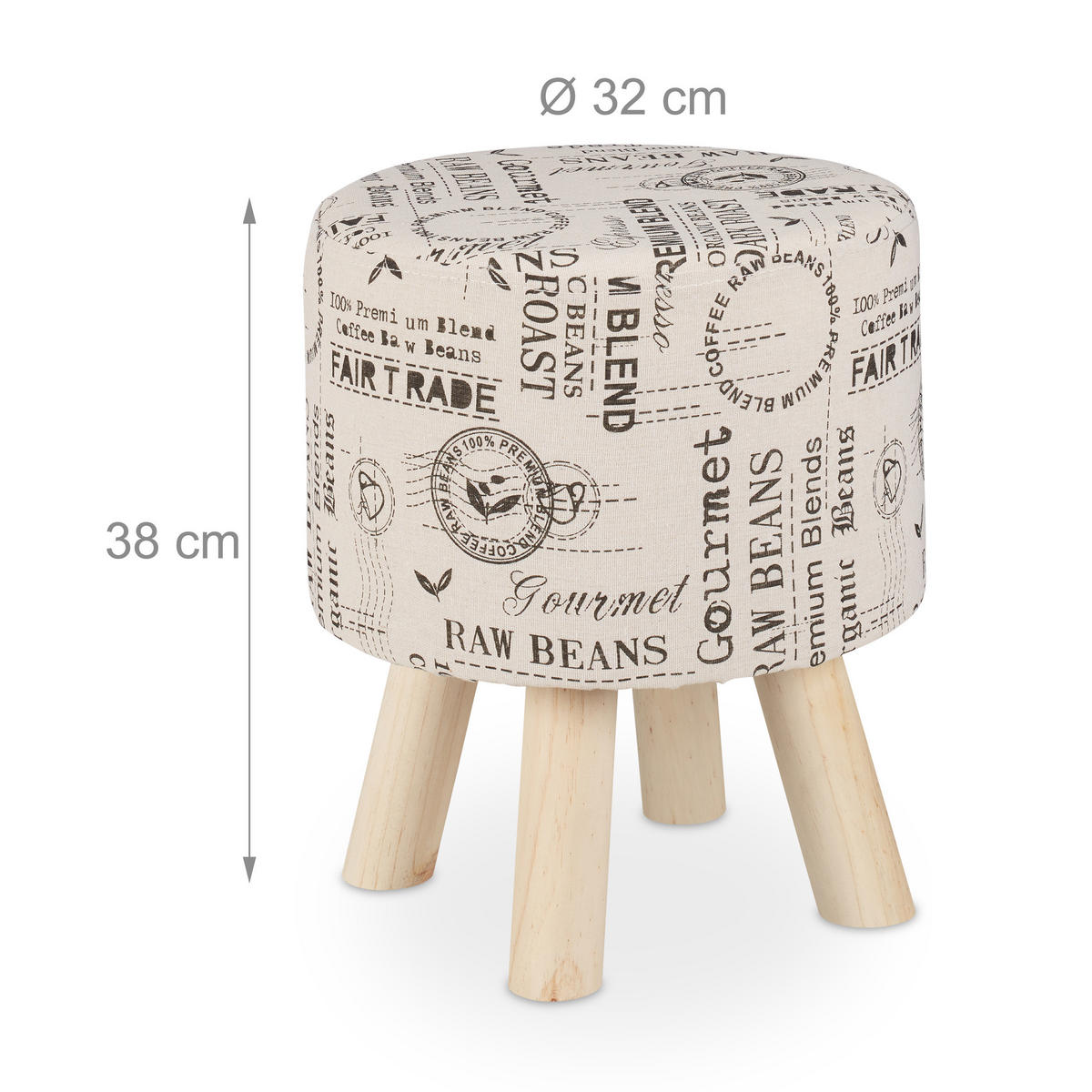 SITZHOCKER - Multicolor, Holz/Wellpappe (32/38/32cm) - Relaxdays