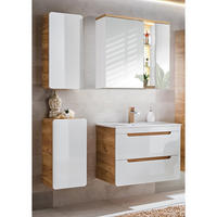 BADMÖBEL-SET 4-TLG. Luton-56 - Weiß, Holzwerkstoff (131/195/46cm) - Lomado