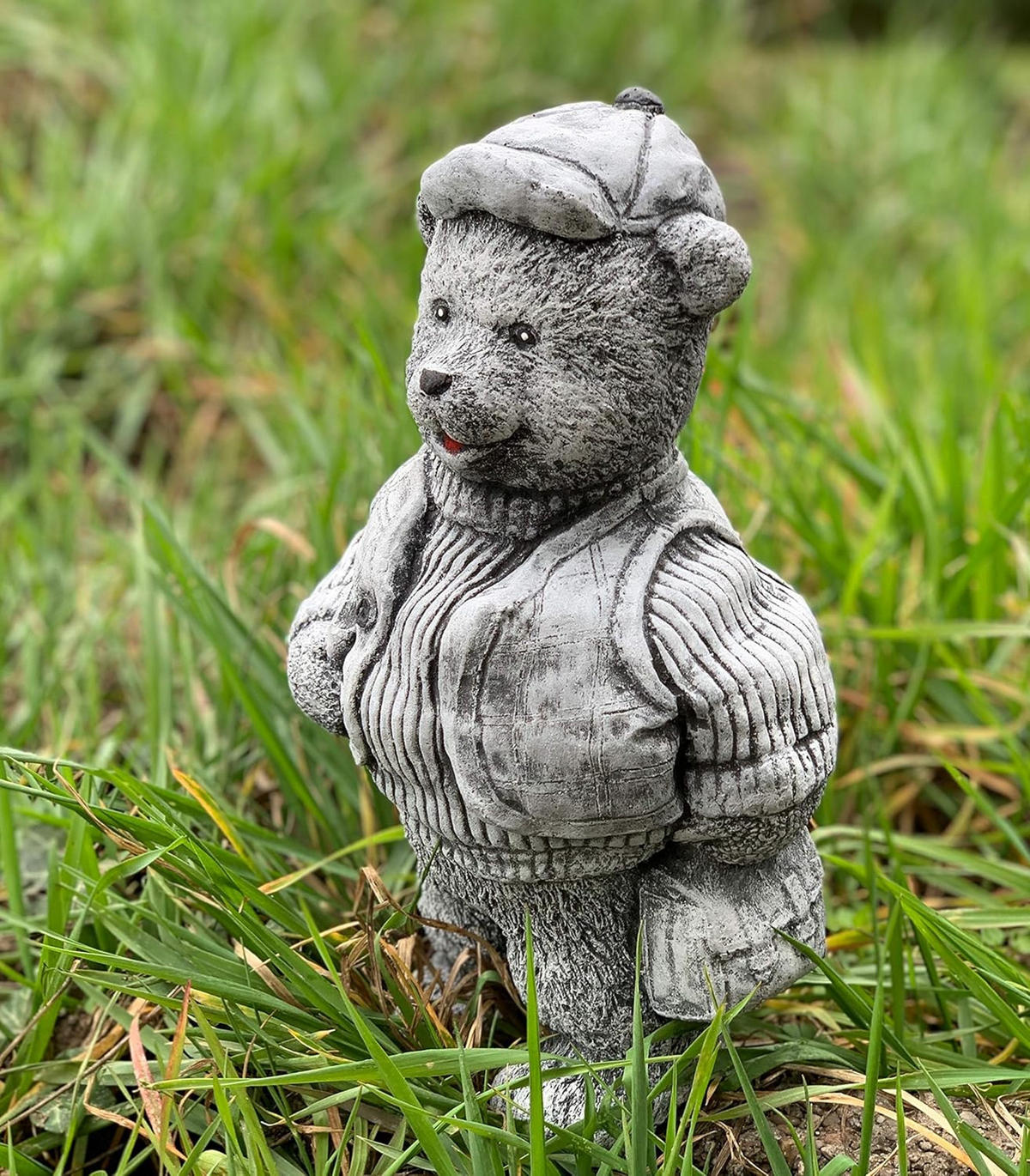 STEINFIGUR Teddy Paul, Frostfest massiver Steinguss - Grau, Stein (15/25/12cm) - stoneandstyle