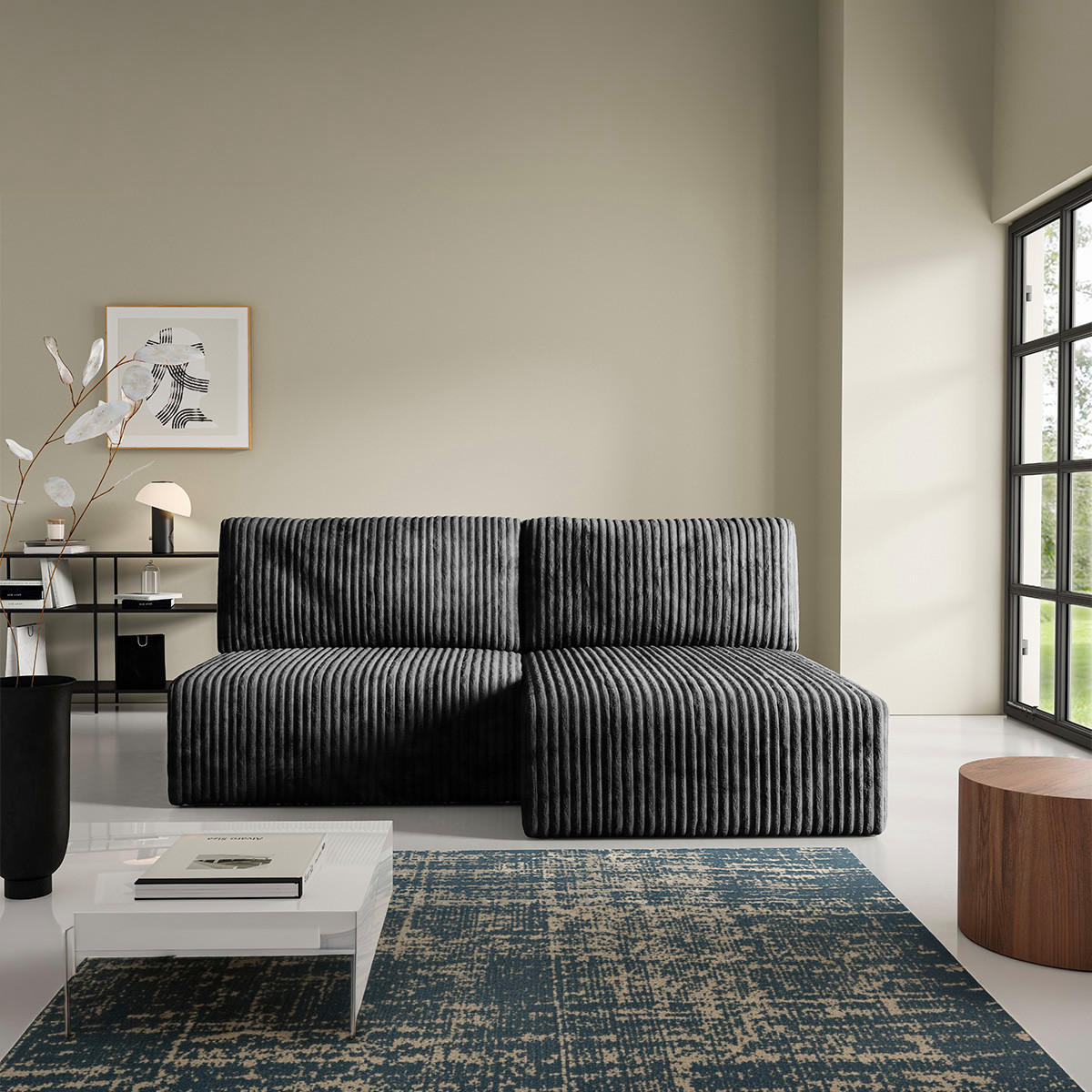 ECKSOFA Angela 3 Sitzplätze Schwarz - Schwarz, Holz (210/149cm) - Petits-meubles