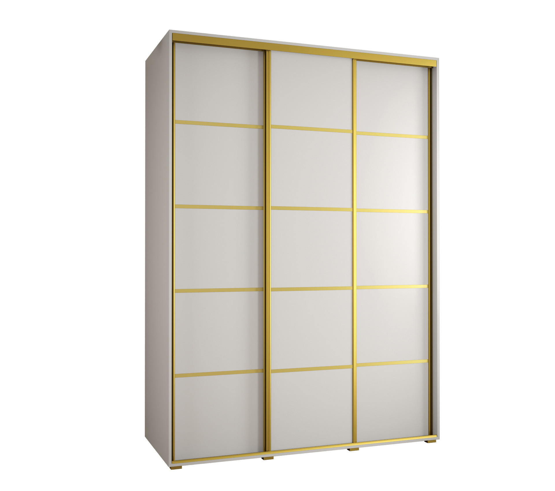 Abiks Möbel Schwebetürenschrank Weiß, Weiß, Gold 170x235x45 cm