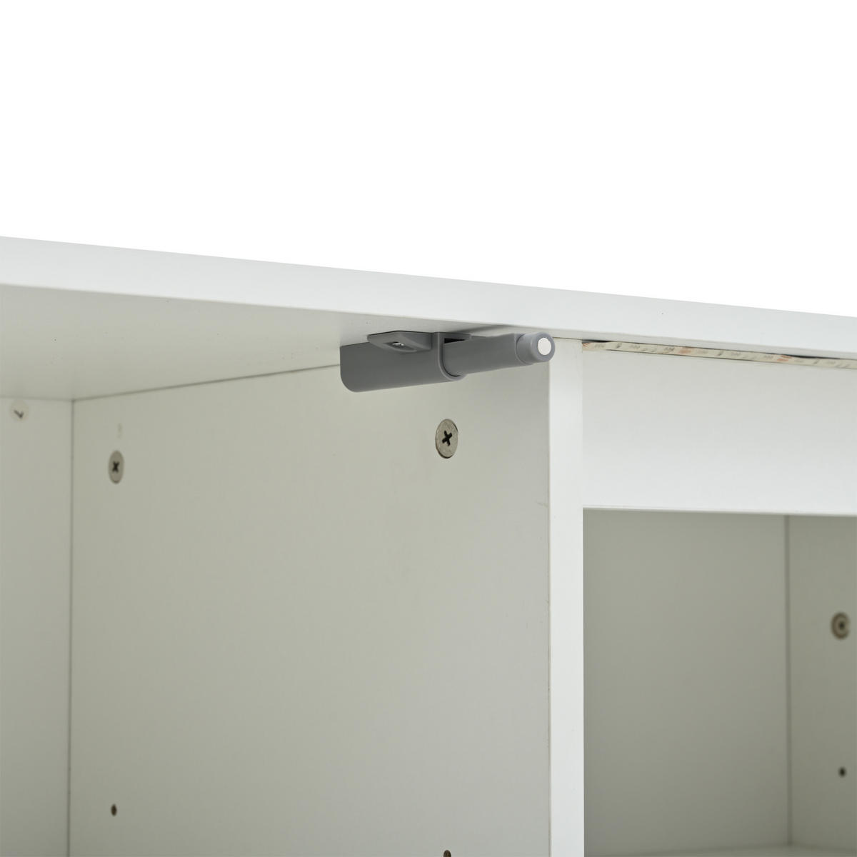 SIDEBOARD in Weiß Hochglanz-Seitenschrank mit 3 Schränken und LED-Licht für Wohnzimmer, B140/T40/H60cm - Weiß, Holzwerkstoff (140/60/40cm) - STILVORA
