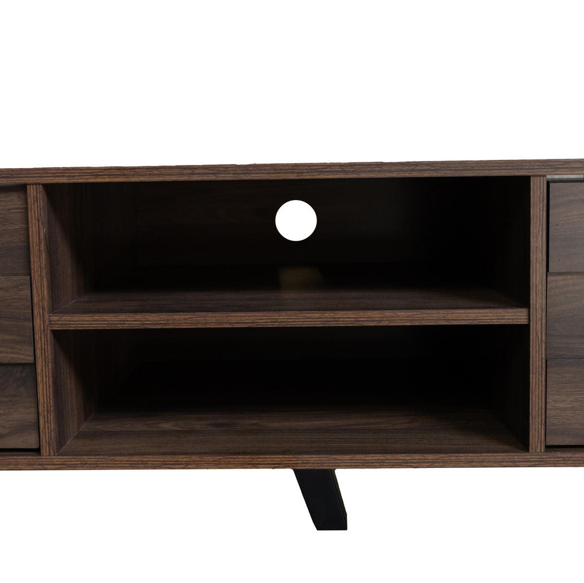 TV ormarić 160,5/35,5/45 cm boja drveta od iverice s 2 vrata i 2 otvorena pretinca - smeđa, drvni materijal (160.5/45/35.5cm) - OKWISH