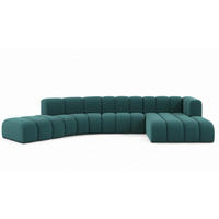 ECKSOFA L-Form GRAND Round, Stoff Salvador, Azurblau, Rechts - Blau, Holz (445/179cm) - Kaiser Möbel