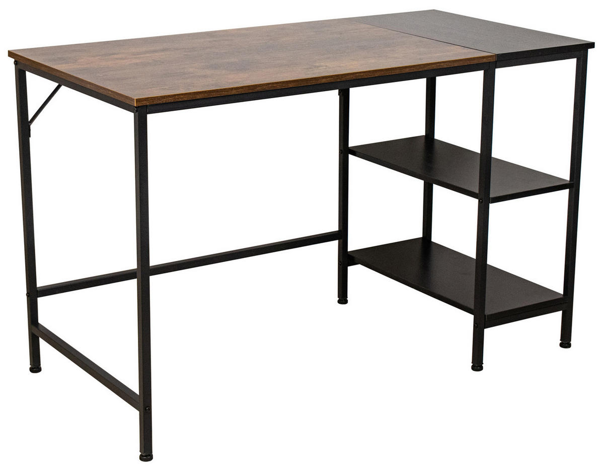 SCHREIBTISCH 120/60/75 cm Holz schwarz/braun - Schwarz/Braun, Holz/Metall (60/120/75cm) - CLP
