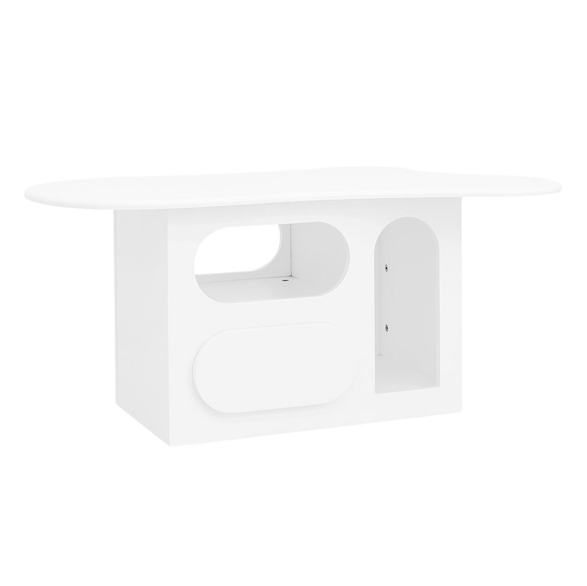 COUCHTISCH 97/45/43,5 cm mit Schubladen und offenen Ablagefächern in wolkenförmigem Design, Weiß - Weiß, Holzwerkstoff (97/45/43.5cm) - Redom
