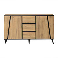 SIDEBOARD AUFBEWAHRUNGSSCHRANK Naturholz & Schwarz 2 Türen 3 Schubladen 120cm - Naturfarben, Holzwerkstoff (120/70/40cm) - Urban Meuble
