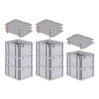 EUROBOX 8x Nextgen Economy Mit Auflagedeckel Grau/Rot Griffe Geschlossen 20 Liter - Rot, Kunststoff (30/22/40cm) - PROREGAL