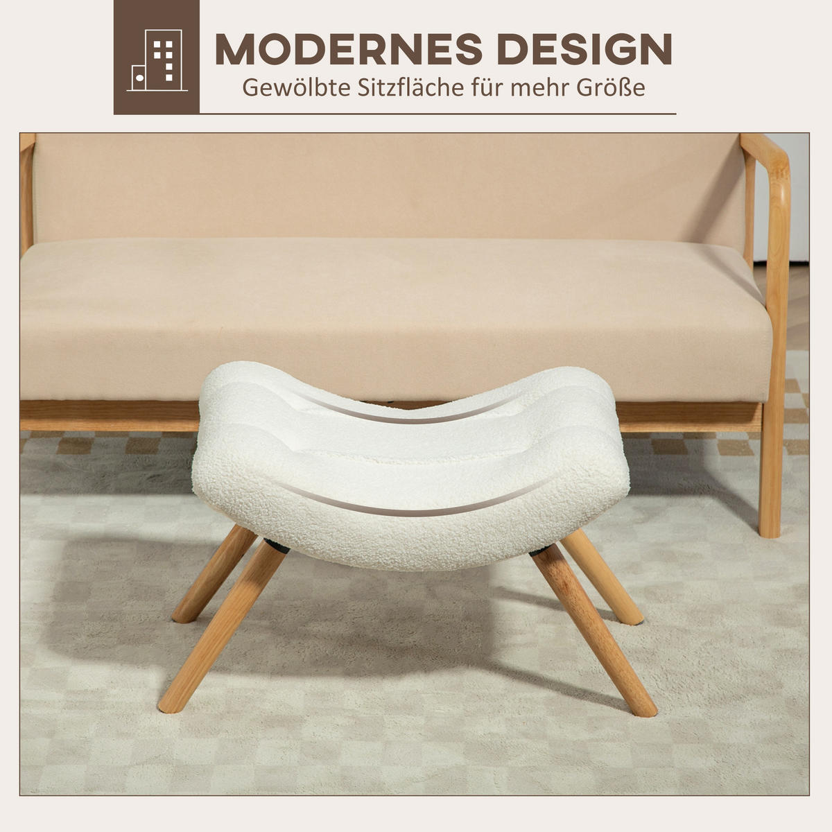 SITZHOCKER, bis 120 kg belastbar, 60,5 x 45 x 38 cm, Cremeweiß - Weiß, Kunststoff (60.5/38/45cm) - HOMCOM