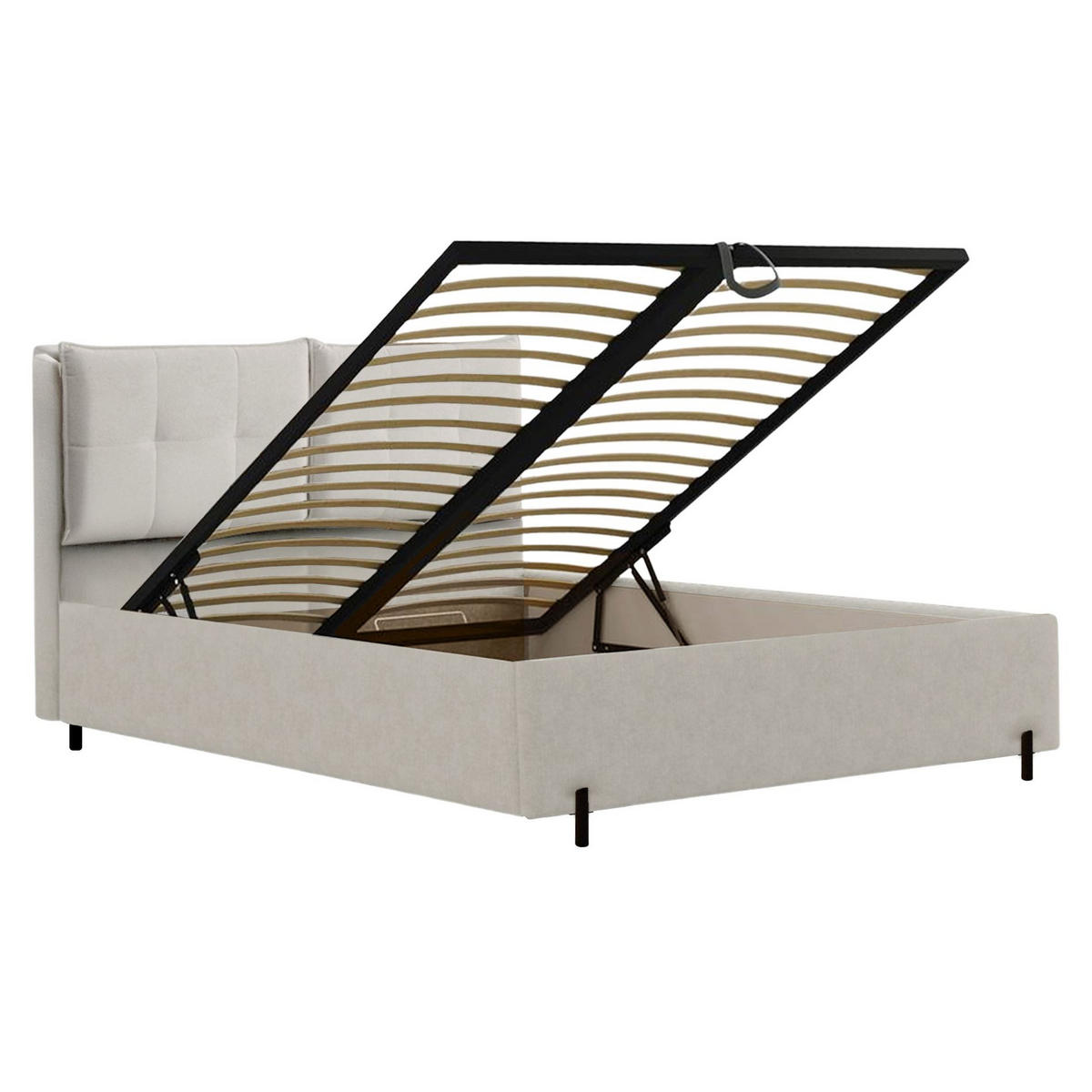 POLSTERBETT Belleo Graubeige 160x200 cm - Taupe/Schwarz, Textil/Metall (160/200cm) - Selsey