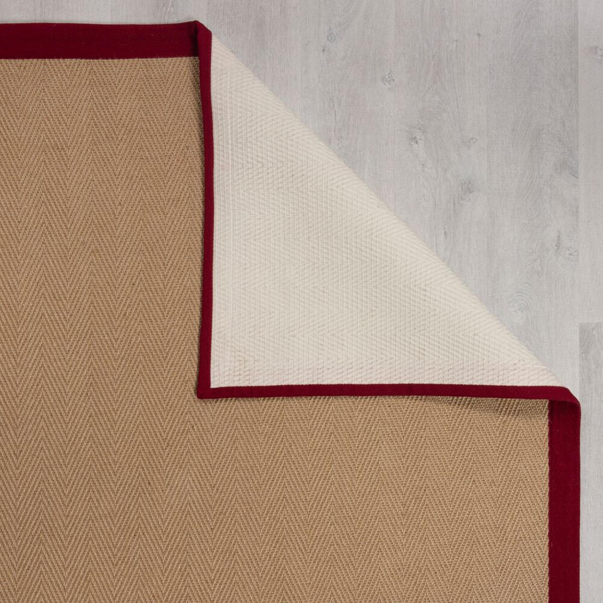 TEPPICH Jute mit Bordüre, Geometrisch-Design TRENT KIRA, Rot 160x230 cm - Rot/Naturfarben, Textil (160/230cm) - KADIMA DESIGN