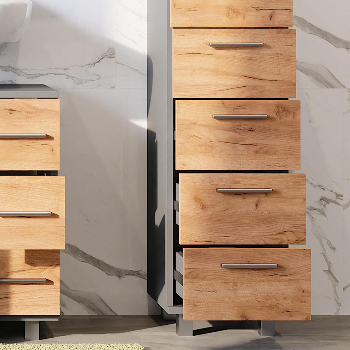 MIDISCHRANK Ilias Anthrazit/Goldkraft Eiche 30.2 x 95 cm - Honigeiche/Anthrazit, Holzwerkstoff (30.2/95/30cm) - Vicco