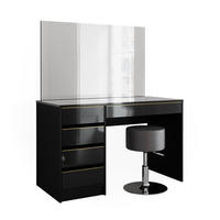SCHMINKTISCH-SET Sherry Schwarz/Gold 120 cm mit Hocker - Goldfarben/Schwarz, Holzwerkstoff (120/75/55cm) - Vicco