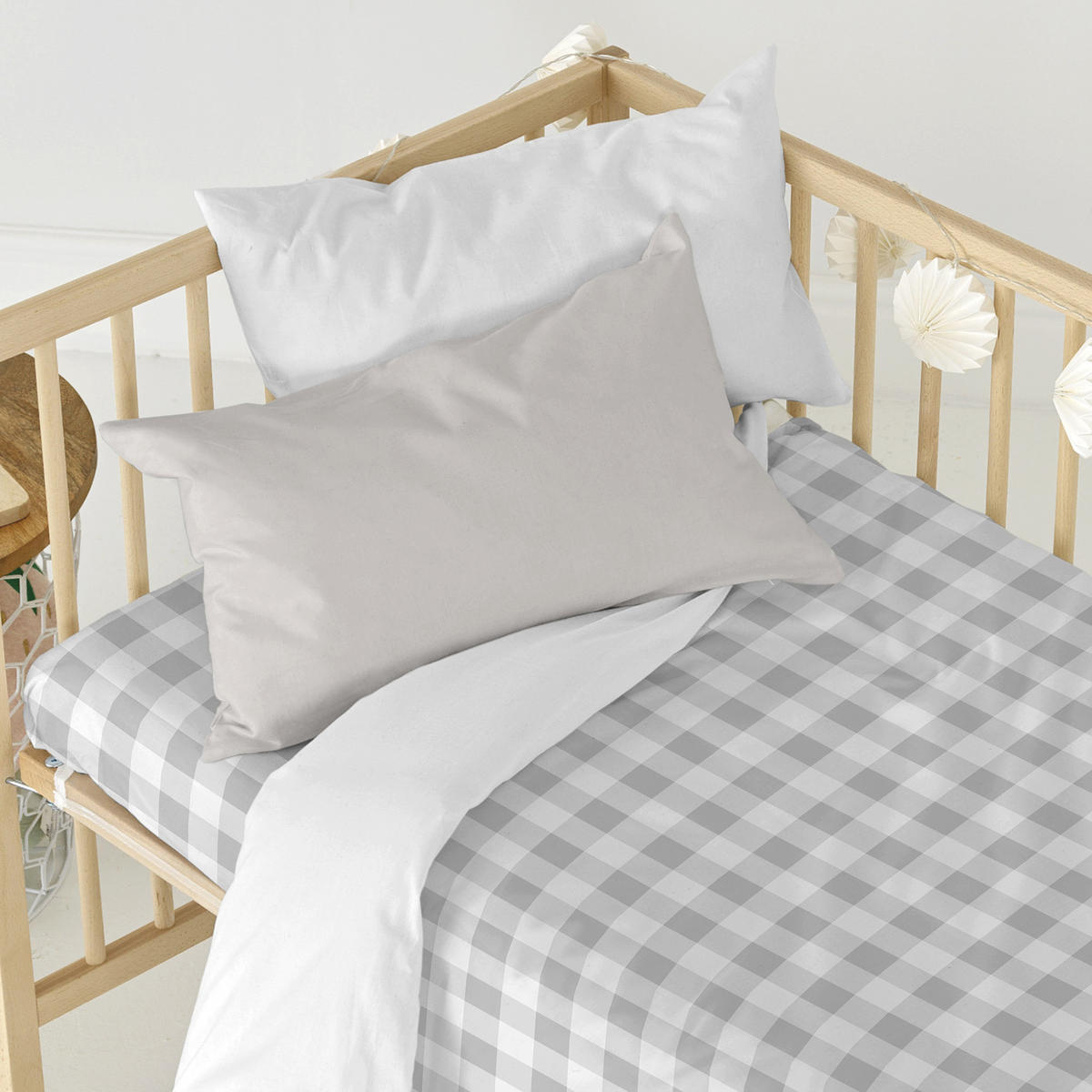 SPANNBETTTUCH vichy 60x120x14 cm (kinderbett) grau - Grau, Textil (60/120cm) - Happy Friday