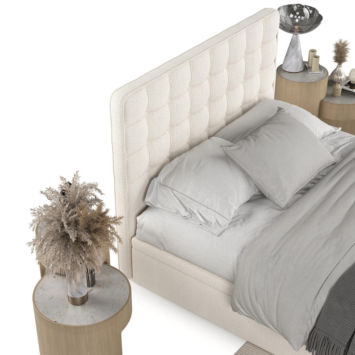POLSTERBETT Celestia mit Stauraum 120/200 cm Creme im Alta Stoff - Creme/Schwarz, Holz/Holzwerkstoff (120/200cm) - AltaBeds