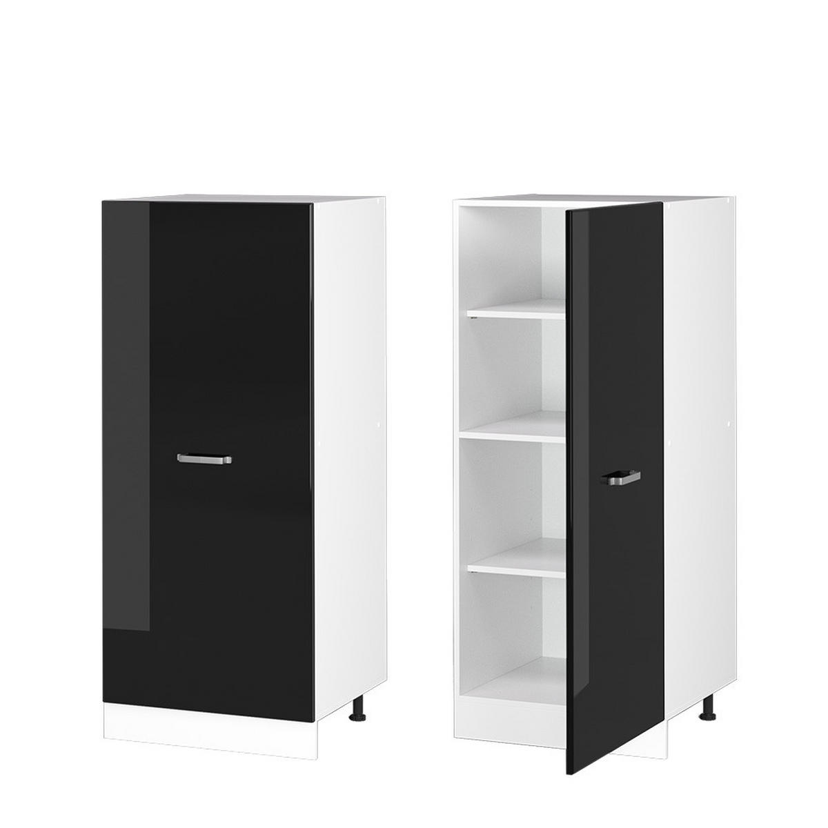 HOCHSCHRANK R-Line Schwarz Hochglanz 60 cm - Schwarz Hochglanz/Schwarz, Holzwerkstoff (60/143/57cm) - Vicco