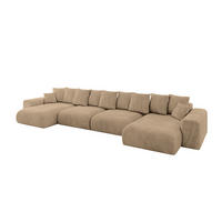 WOHNLANDSCHAFT mit Schlaffunktion ESKAR-U2-464x176x72cm Beige - Champagner/Beige, Holzwerkstoff/Kunststoff (176/72/464cm) - ALTDECOR
