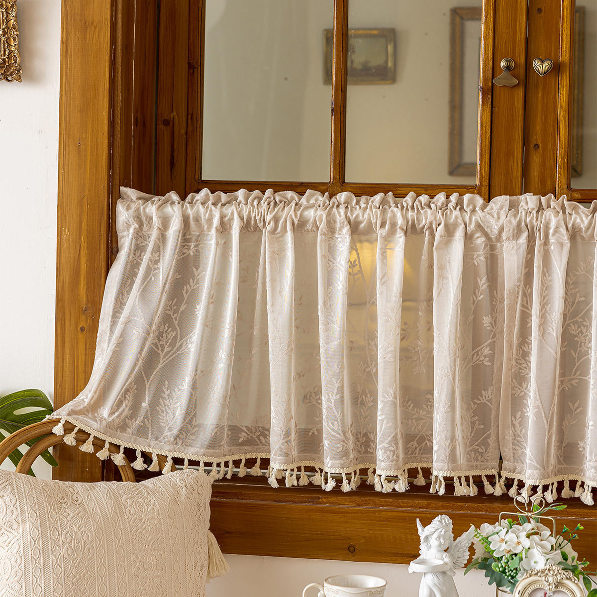 KURZE GARDINEN, Beige,1 Stück, 100/60 cm - Beige, Textil (100/60cm)
