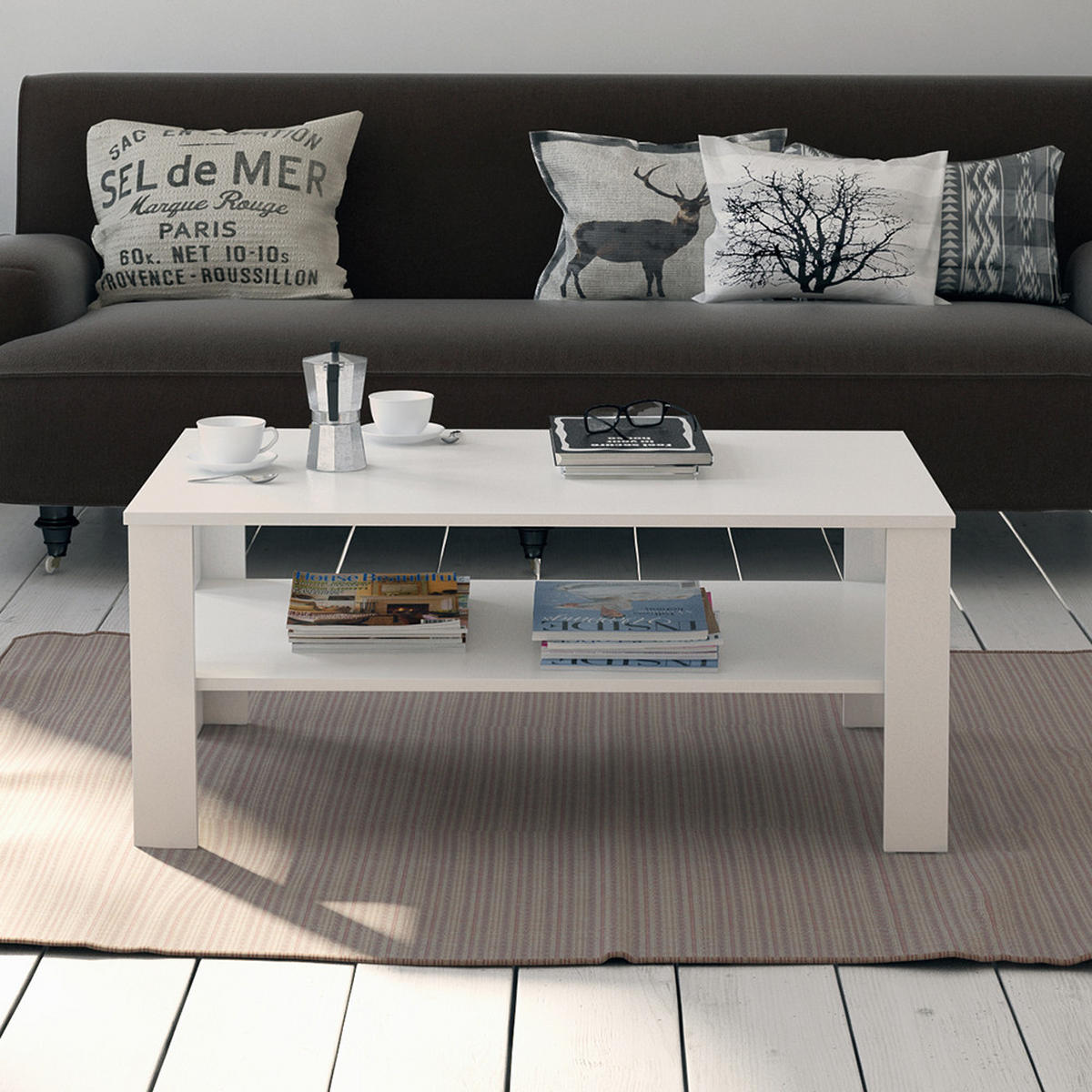 COUCHTISCH Weiß 100 x 60 cm - Weiß, Holzwerkstoff (60/100/42cm) - Vicco