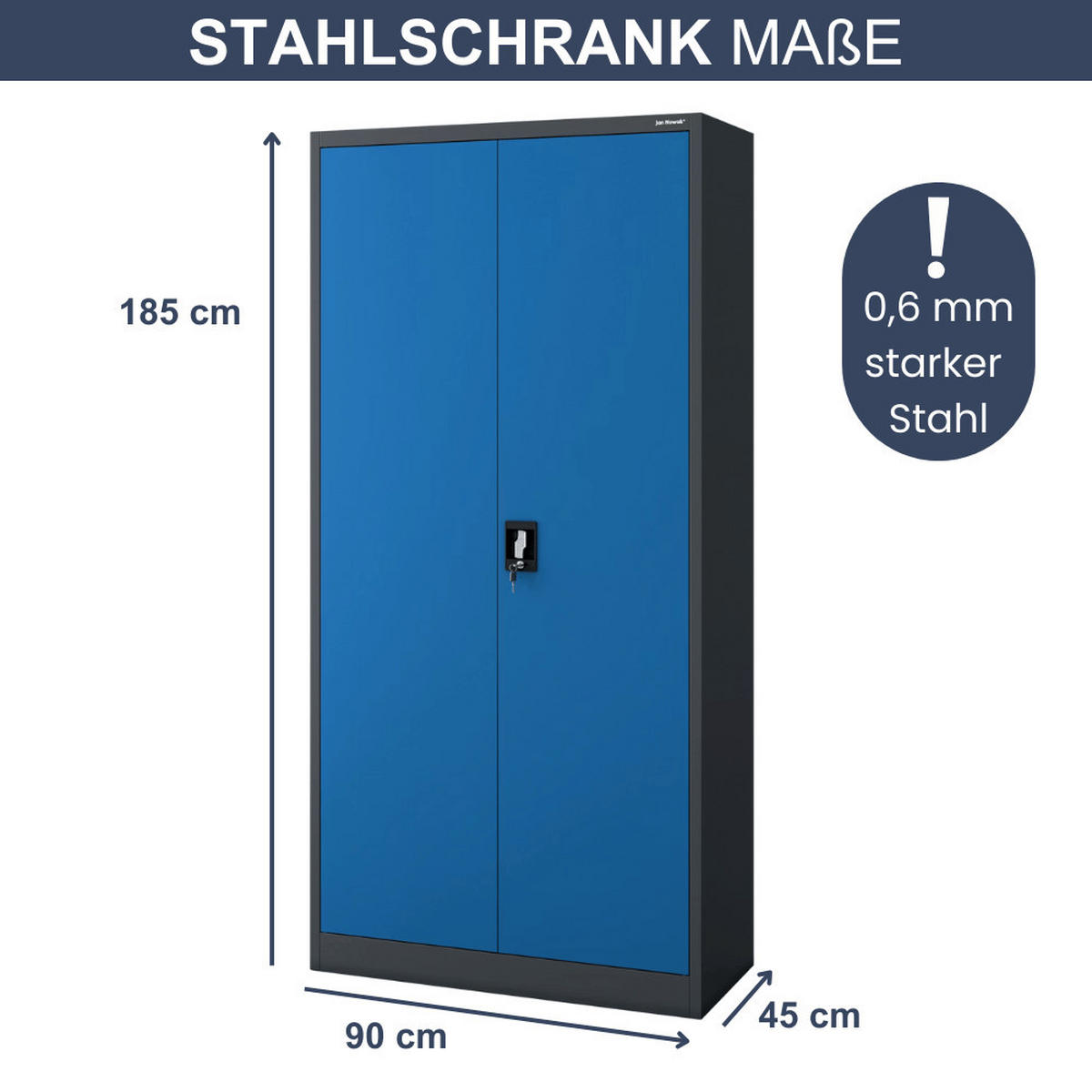 MEHRZWECKSCHRANK Metall abschließbar REKL 185x90x45cm Anthrazit-Blau - Anthrazit, Metall (90/185/45cm) - DELUKE