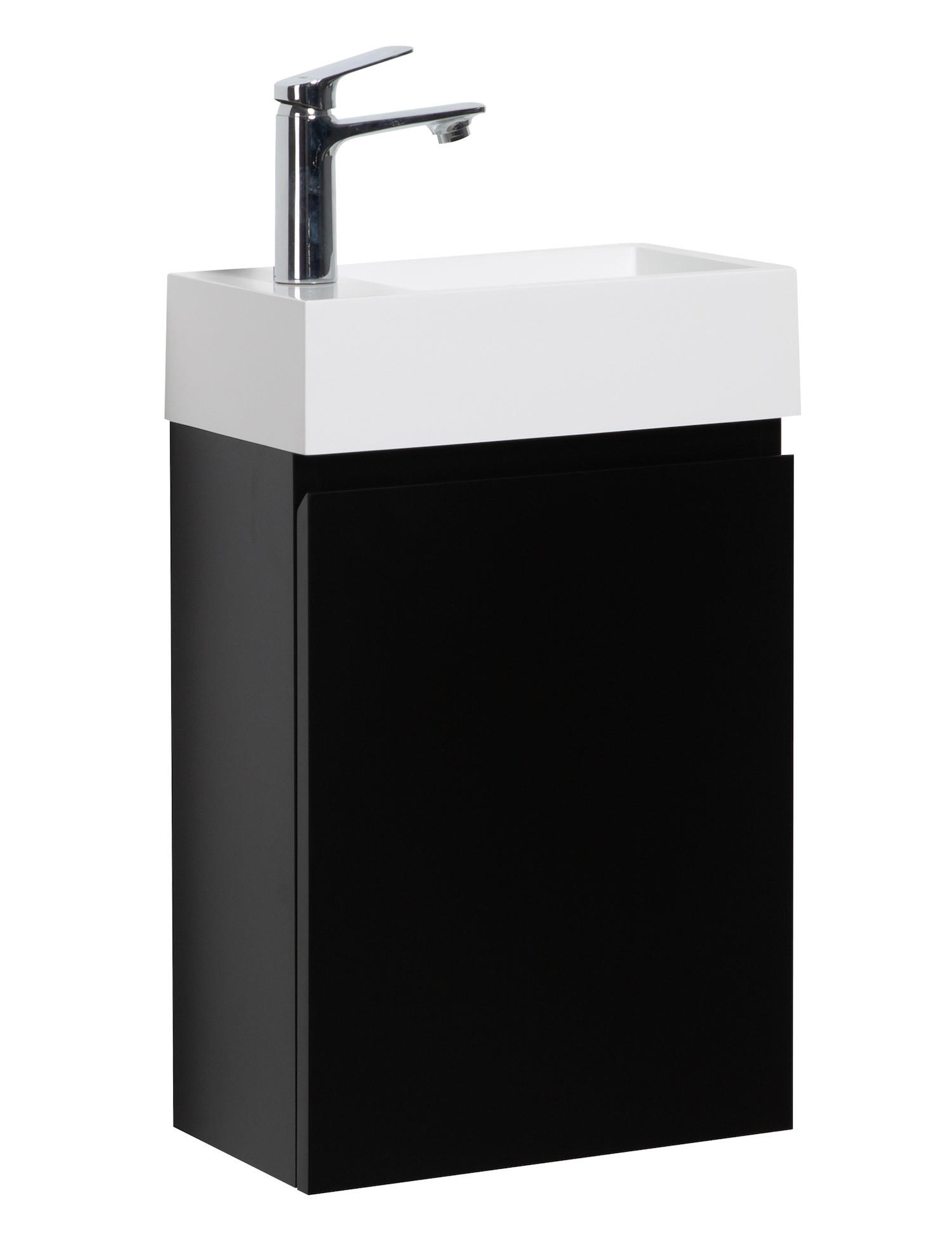 GÄSTE-WC-MÖBELSET Angela 2 Teile Schwarz Matt - 40 x 22 x 64 cm - Schwarz, Holz (40/52/22cm) - Badplaats