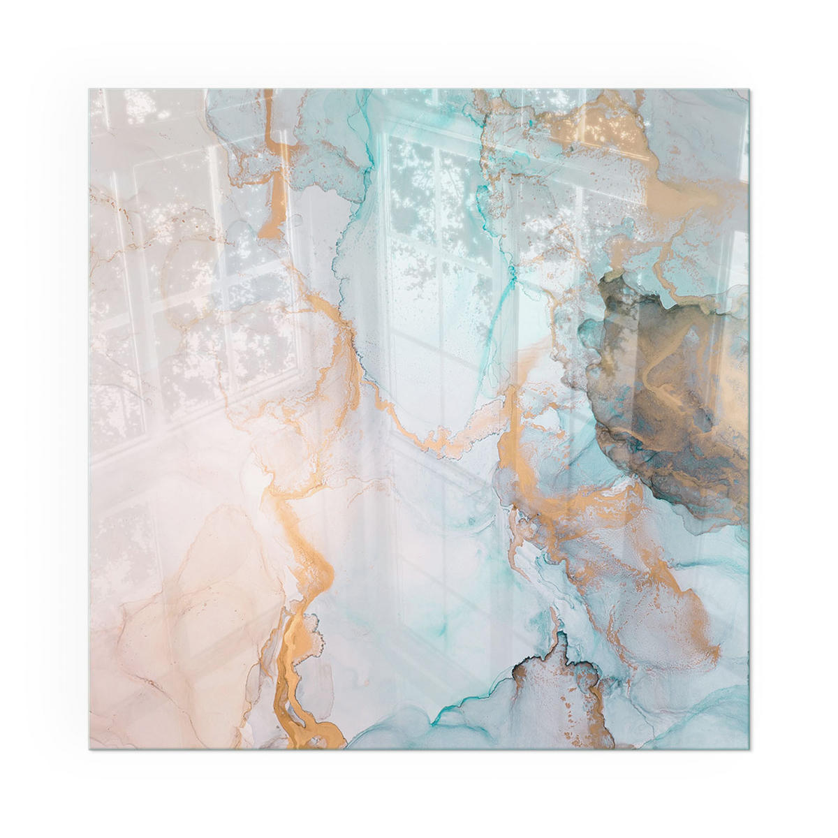 GLASPLATTE für Kamin 50x50 cm - Türkis, Glas (50/50/0.4cm) - TULUP