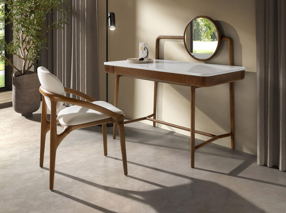 STUHL mit Stoffbezug in Off-White 60/59/78 cm - Ecru/Walnussfarben, Holz/Textil (60/78/59cm) - ANGEL CERDA